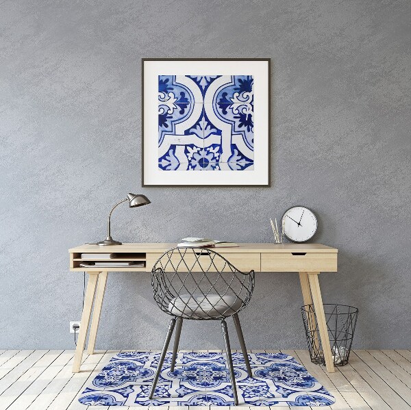Office chair floor protector blue tiles