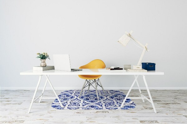 Office chair floor protector blue tiles