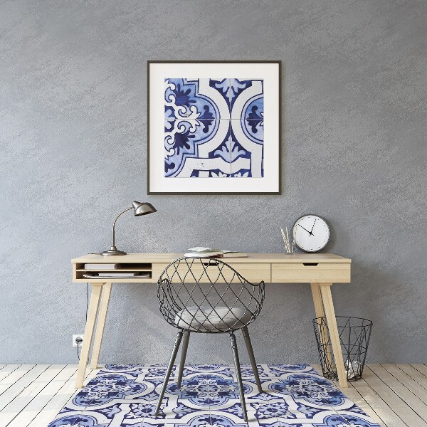 Office chair floor protector blue tiles