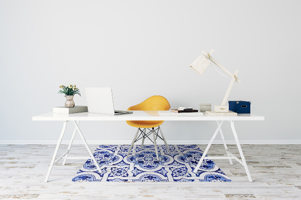 Office chair floor protector blue tiles