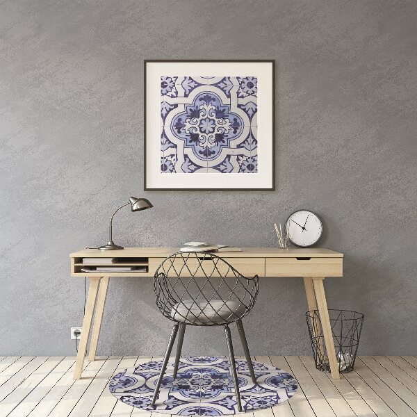 Office chair floor protector blue tiles