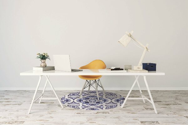 Office chair floor protector blue tiles