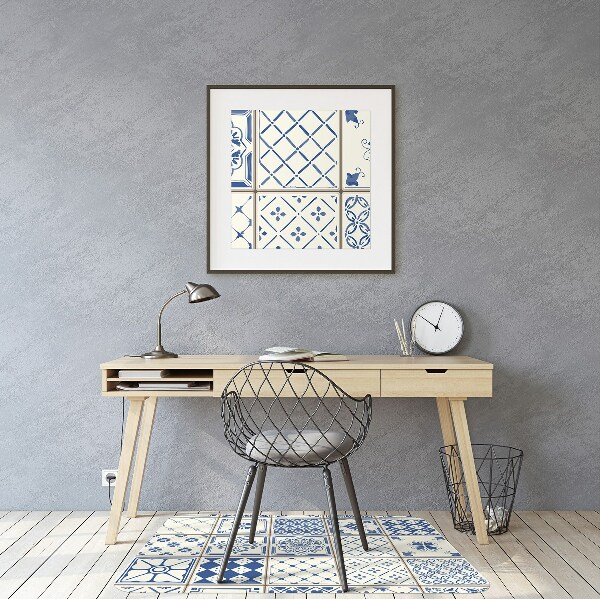 Office chair floor protector tiles blue