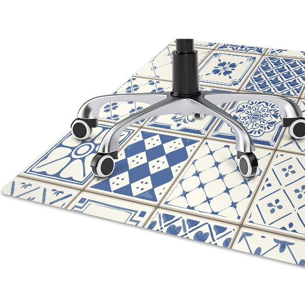Office chair floor protector tiles blue