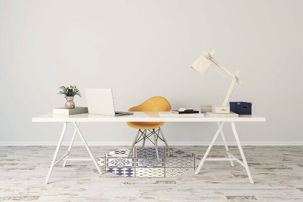 Office chair floor protector tiles blue