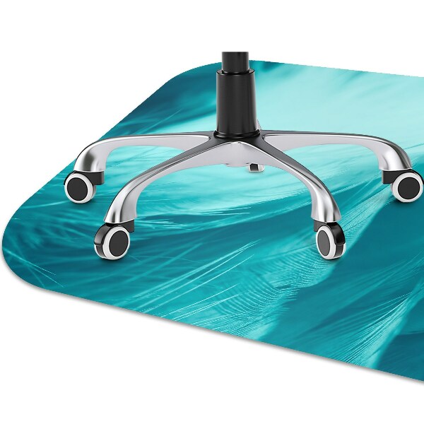 Chair mat floor panels protector blue feathers