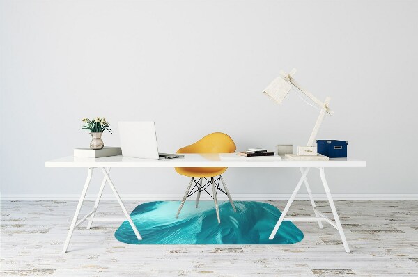 Chair mat floor panels protector blue feathers