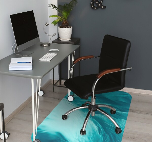 Chair mat floor panels protector blue feathers