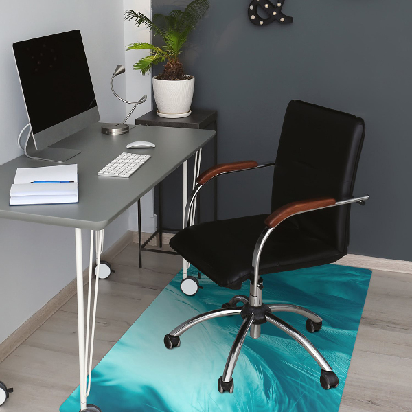 Chair mat floor panels protector blue feathers
