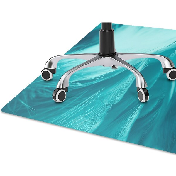 Chair mat floor panels protector blue feathers