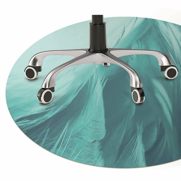 Chair mat floor panels protector blue feathers