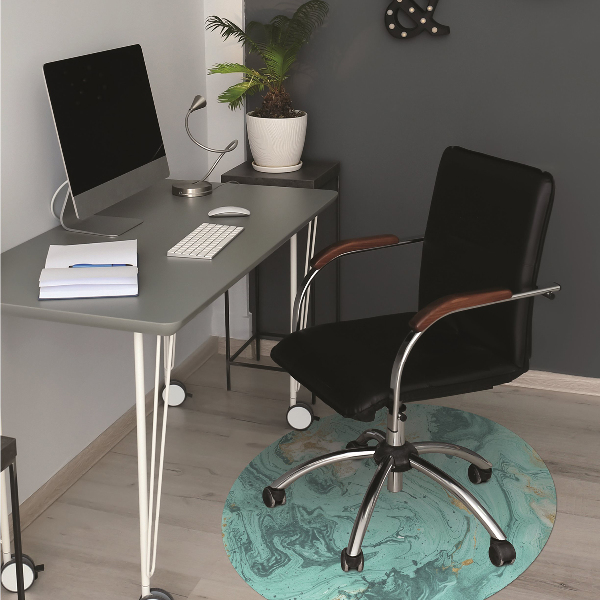 Chair mat floor panels protector Marble turquoise