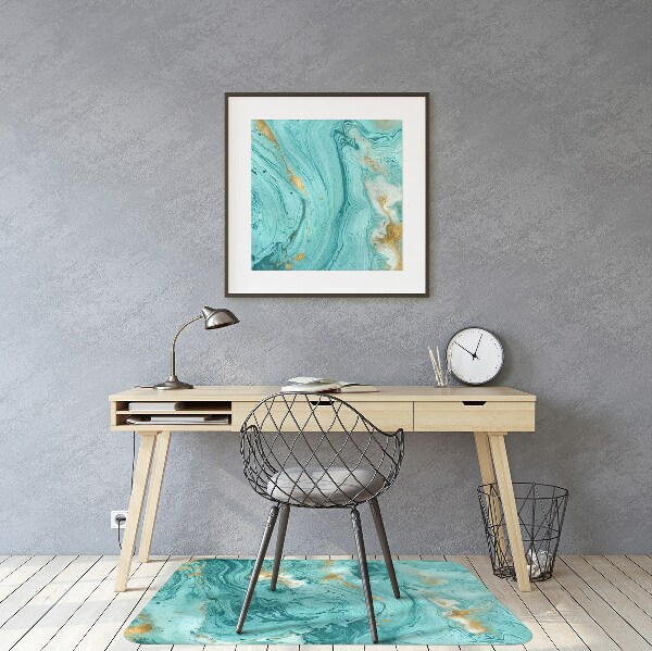 Chair mat floor panels protector Marble turquoise