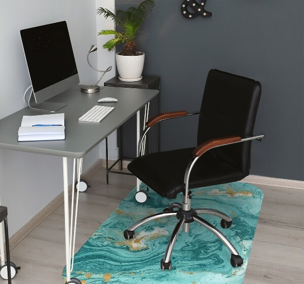 Chair mat floor panels protector Marble turquoise
