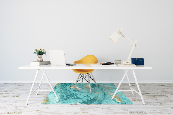 Chair mat floor panels protector Marble turquoise