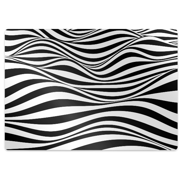 Office chair mat Black and white waves