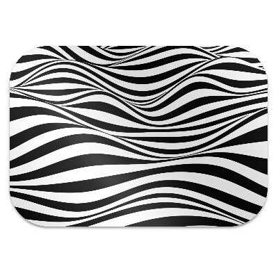 Office chair mat Black and white waves