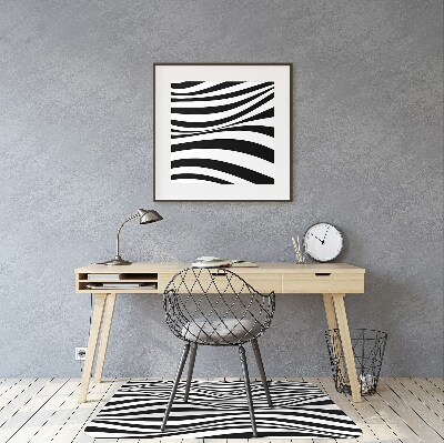 Office chair mat Black and white waves