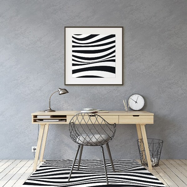 Office chair mat Black and white waves
