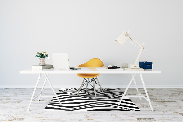 Office chair mat Black and white waves
