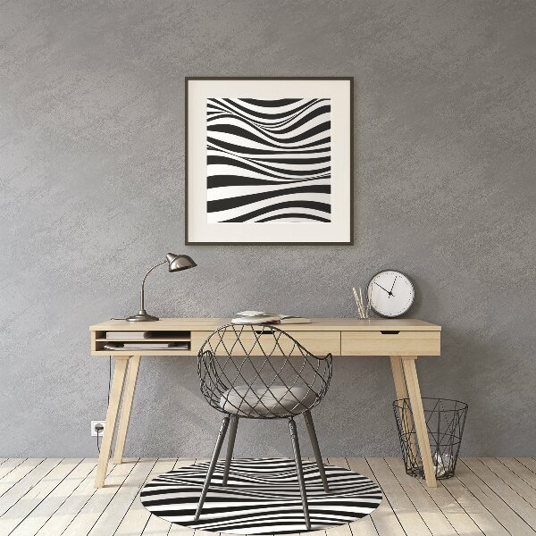 Office chair mat Black and white waves