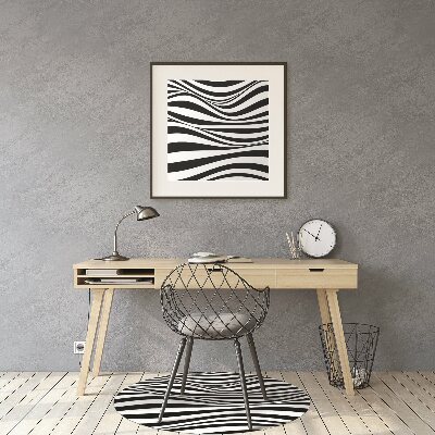 Office chair mat Black and white waves