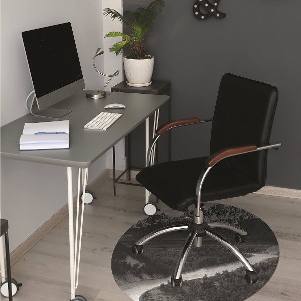 Desk chair mat dark mountains