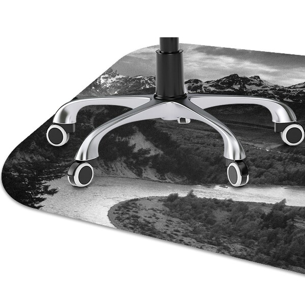 Desk chair mat dark mountains