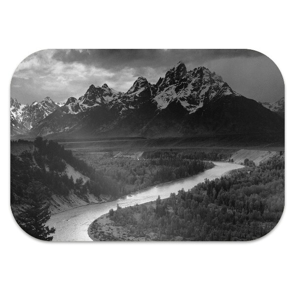 Desk chair mat dark mountains