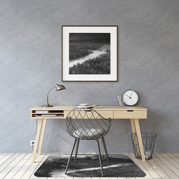 Desk chair mat dark mountains