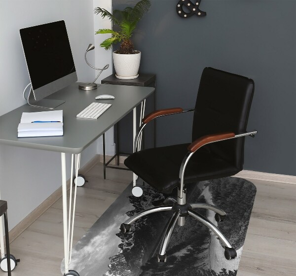 Desk chair mat dark mountains