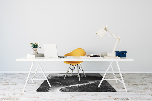 Desk chair mat dark mountains
