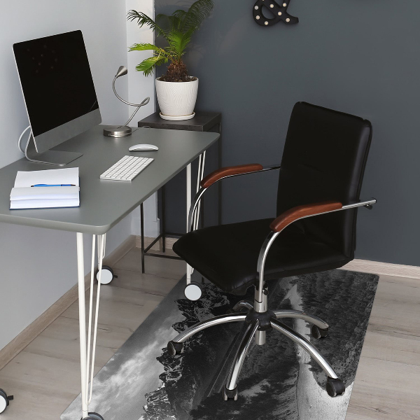 Desk chair mat dark mountains
