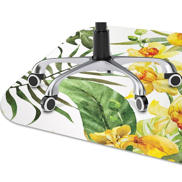Office chair mat exotic leaf