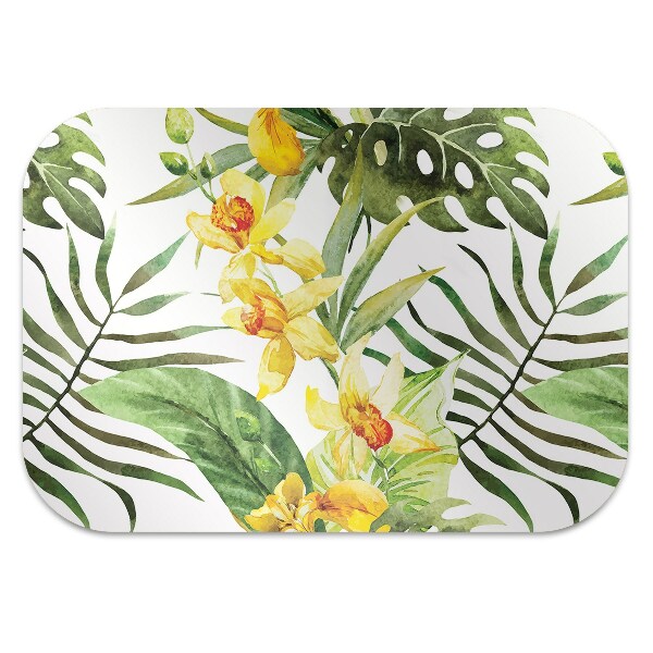 Office chair mat exotic leaf