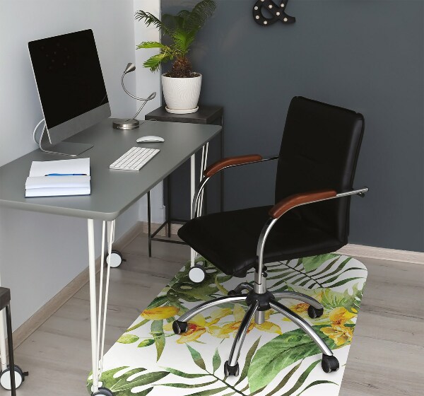 Office chair mat exotic leaf