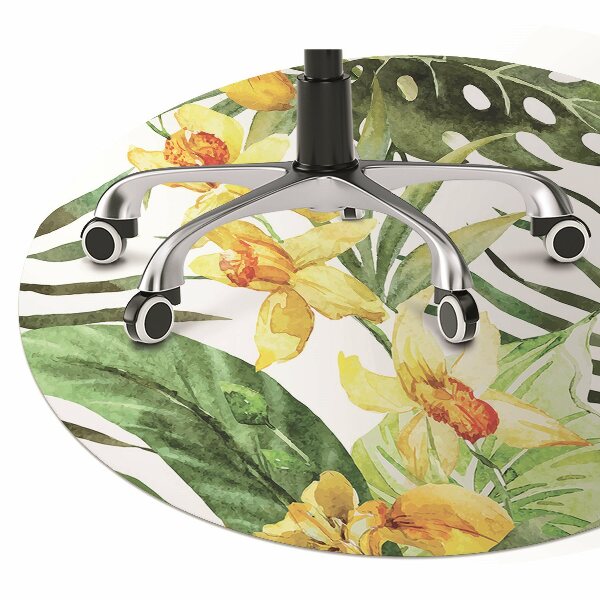 Office chair mat exotic leaf