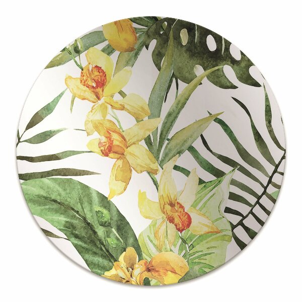 Office chair mat exotic leaf