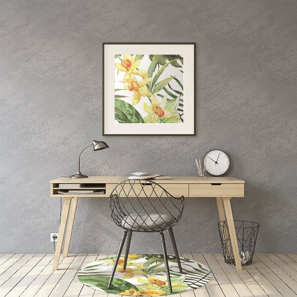 Office chair mat exotic leaf