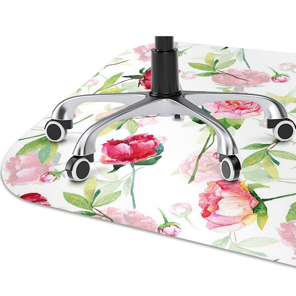 Office chair mat red flowers