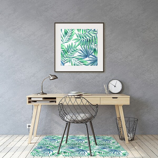 Office chair mat painted leaves