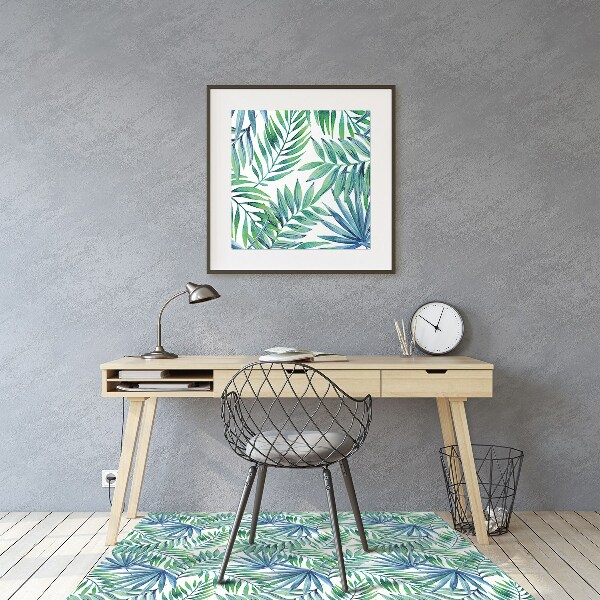 Office chair mat painted leaves