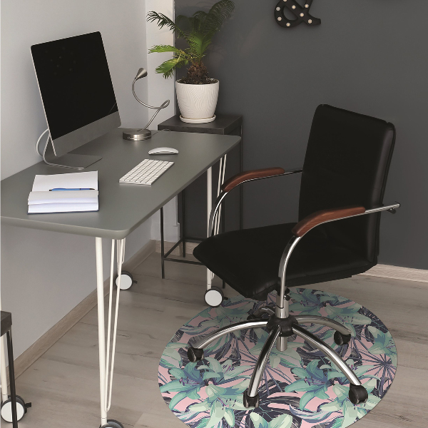 Office chair floor protector painted lilies