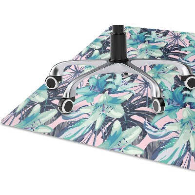 Office chair floor protector painted lilies