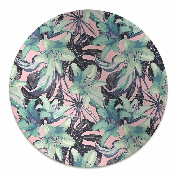 Office chair floor protector painted lilies