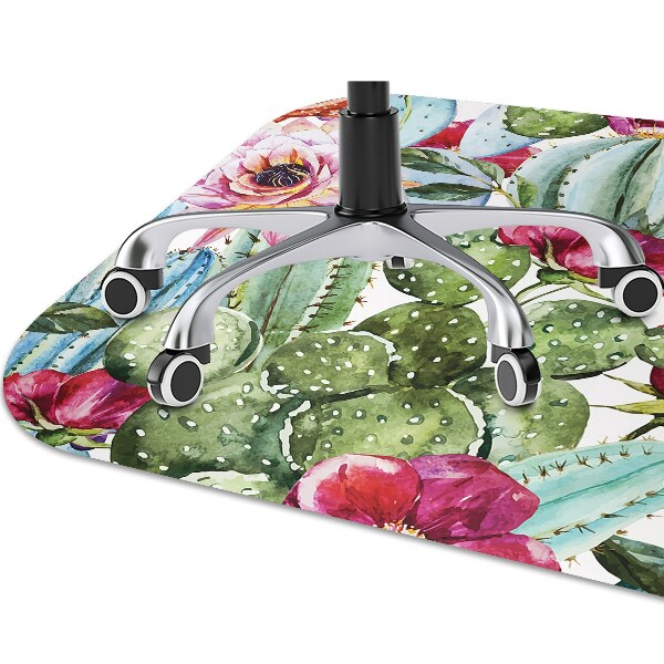Office chair floor protector cactus flowers