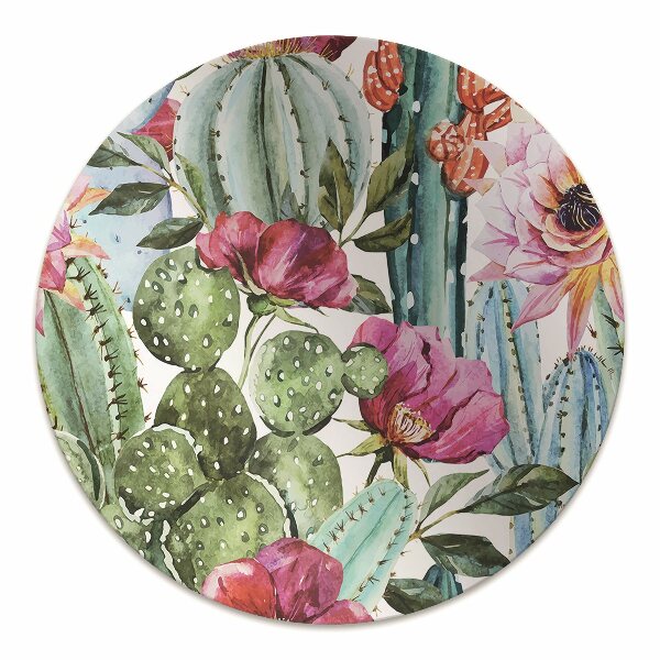 Office chair floor protector cactus flowers