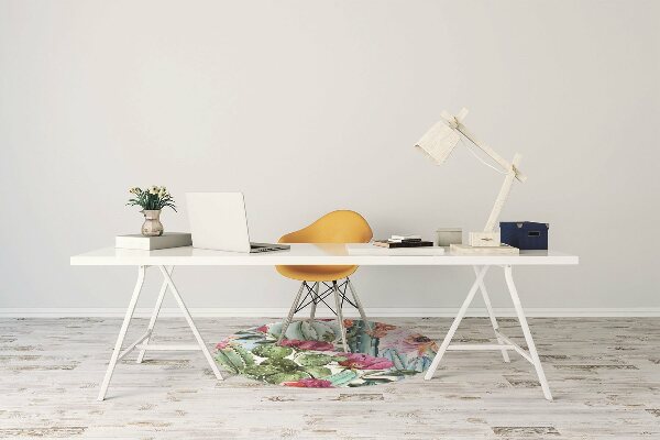 Office chair floor protector cactus flowers