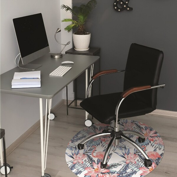 Chair mat floor panels protector painted flamingo