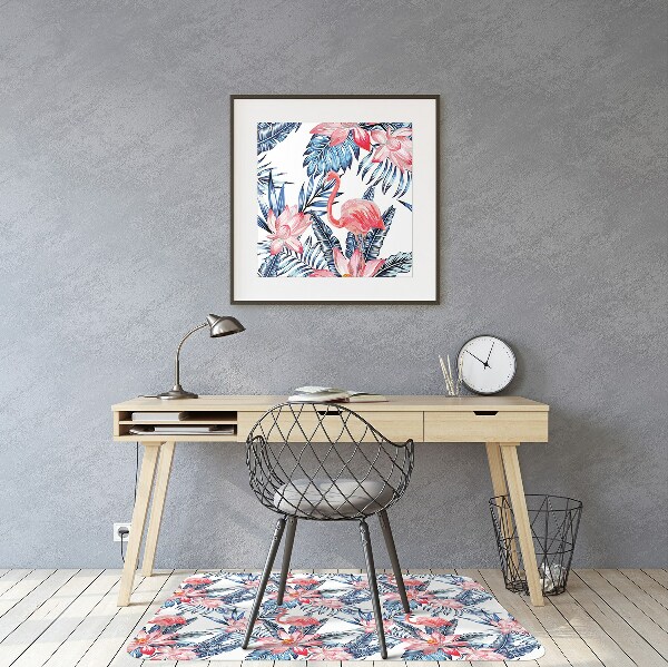 Chair mat floor panels protector painted flamingo